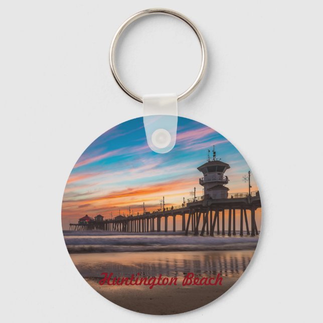 Porte-clés Huntington Beach Pier au coucher du soleil (Recto)