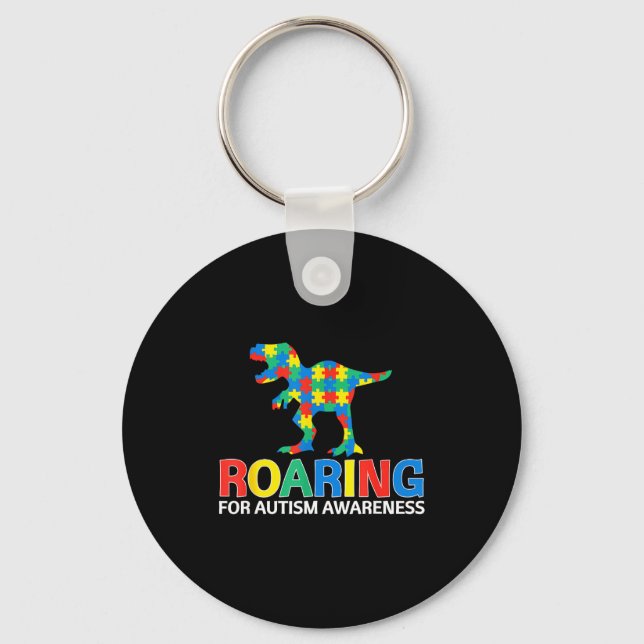 Porte-clés Hurlant pour la sensibilisation à l'autisme t rex  (Recto)