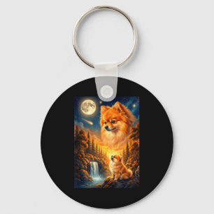 Porte-clés Hurler à la lune mème animal chien pomeranian