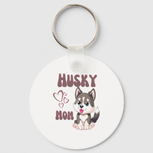 Porte-clés Husky Dog Mom Kawaii Puppy Cute Conception amusant