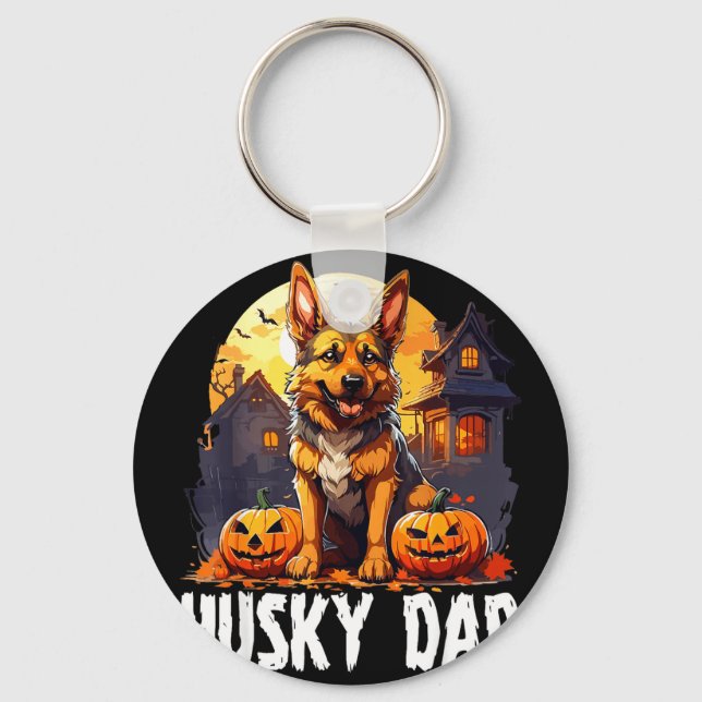 Porte-clés Husky papa halloween  (Recto)