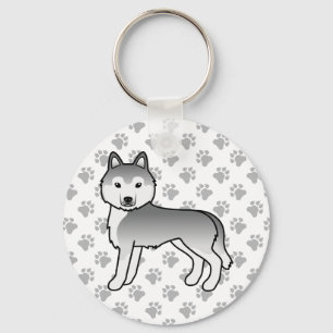 Porte-clés Husky Sibérien argenté Chien de dessin animé & Pat