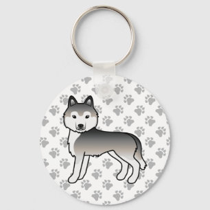 Porte-clés Husky Sibérien Gris de Dessin Animé & Pattes