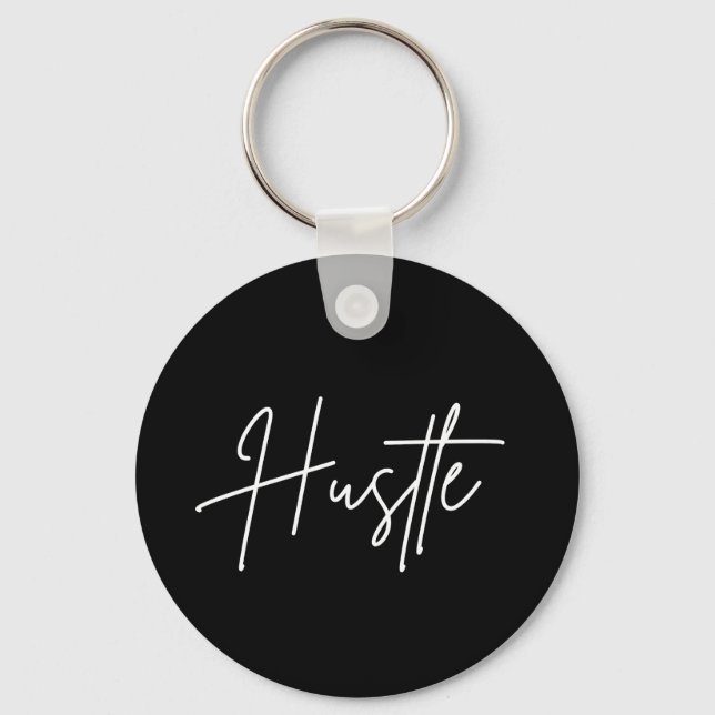 Porte-clés Hustle Keychain – Modern Minimal Design (Recto)