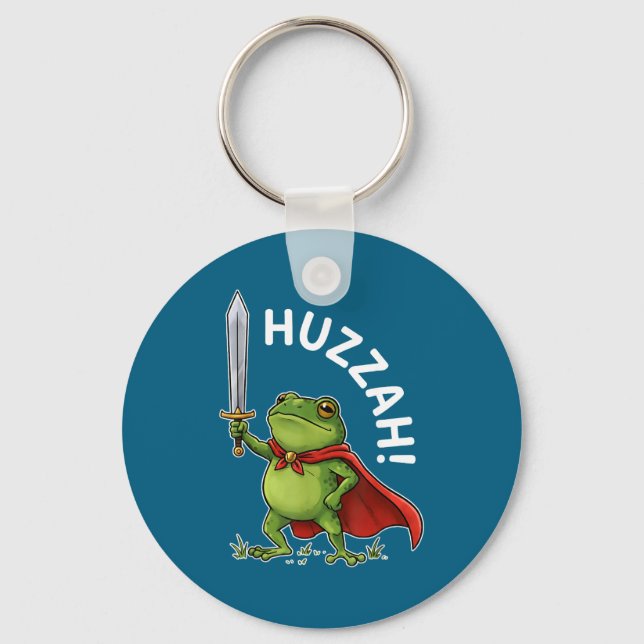 Porte-clés Huzzah Frog Knight Funny Sword Meme Frog Quote Men (Recto)