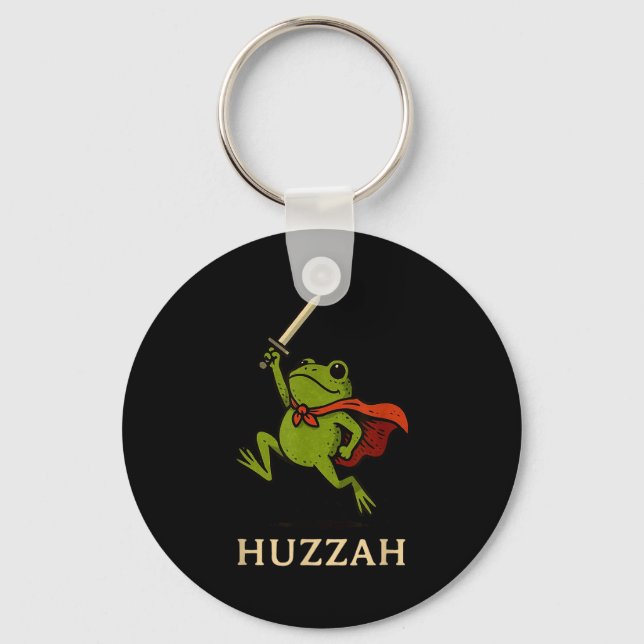 Porte-clés Huzzah Frog Knight Funny Sword Meme Quote  (Recto)