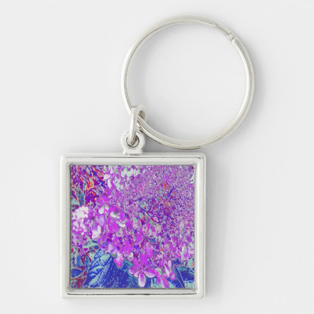 Porte-clés Hydrangea élégant violet et bleu limelight (Devant)