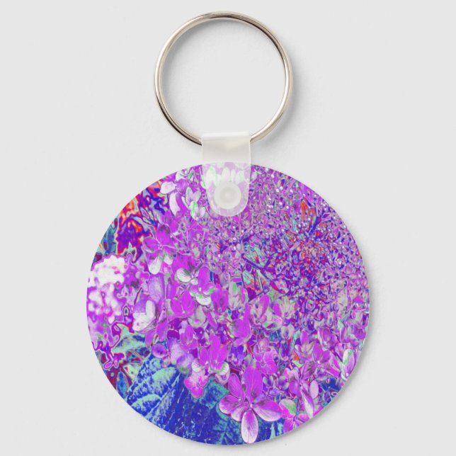 Porte-clés Hydrangea élégant violet et bleu limelight (Recto)
