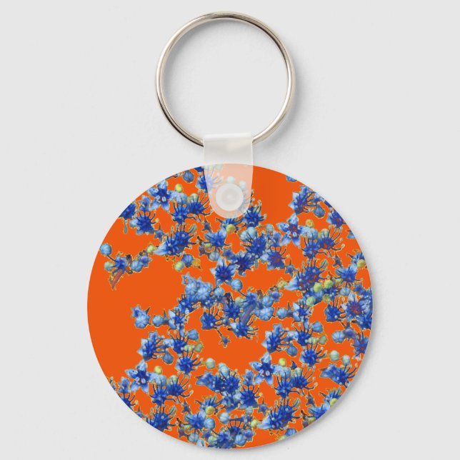 Porte-clés hydrangea orange et bleu (Recto)