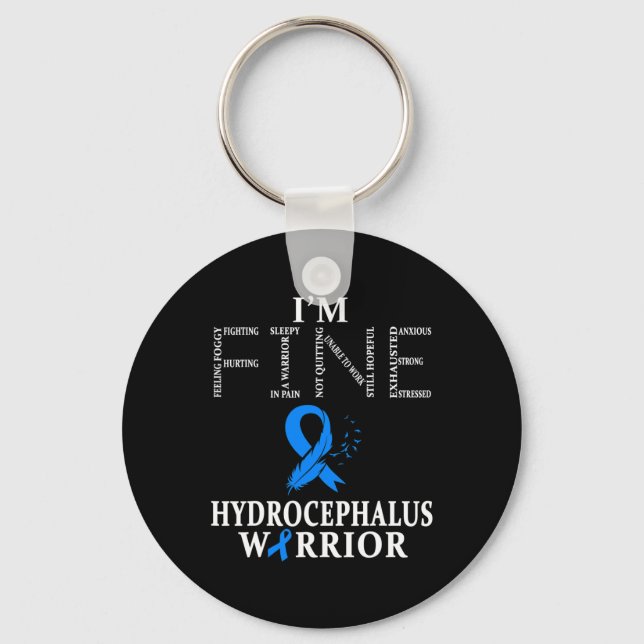Porte-clés Hydrocéphalie Warrior I'm Fine Feather (Recto)