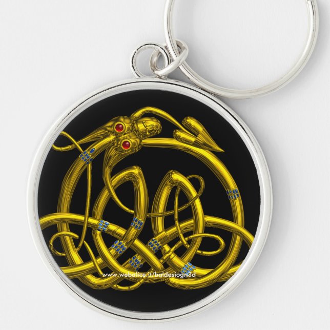 Porte-clés HYPER DRAGON Gold Celtic Knosses avec pierres préc (Devant)