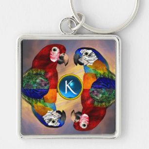 PORTE-CLÉS HYPER PARROTS /RED AND BLUE ARA GEMSTONE MONOGRAM