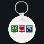 Porte-clés Hypnotherapist Peace Love Hypnotherapy<br><div class="desc">Peace Love Hypnotherapy. A cute hypnotherapist gift for someone who likes to hypnotize patients during therapy. Cool therapeutic hypnosis present.</div>