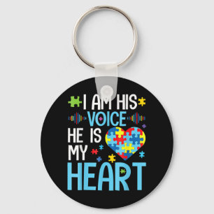 Porte-clés I Am His Voice He Is My Heart , Autism Awareness P