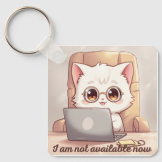 Porte-clés I Am Not Available Now Keychain - Cute Kawaii Cat 