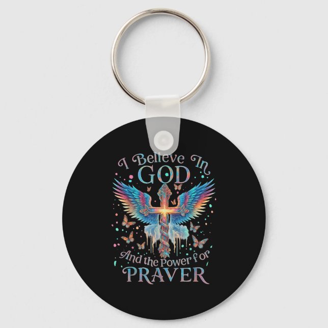Porte-clés I Believe In God And The Wer Of Prayer Butterfly C (Recto)