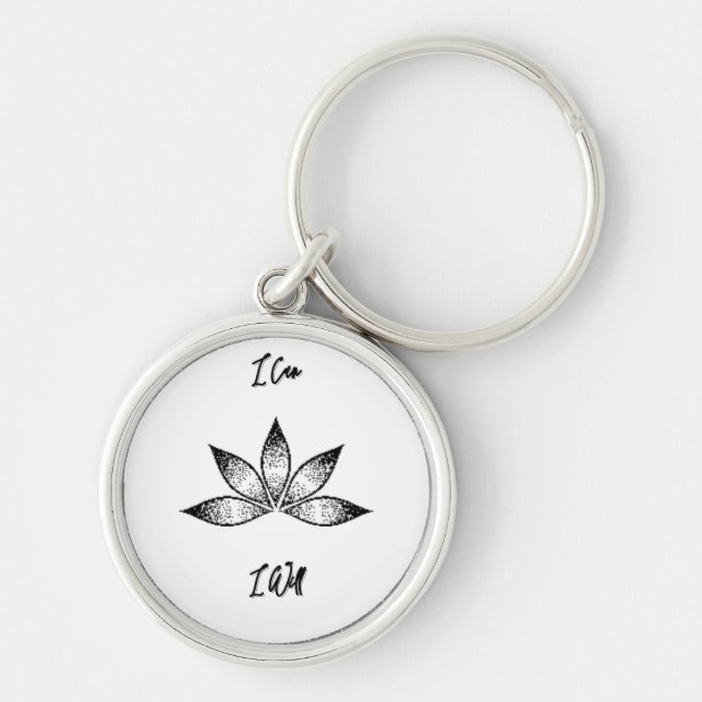 Porte-clés I Can I Will Inspirational Determination Lotus (Devant)