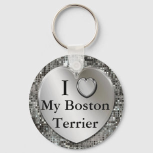 Porte-clés I coeur (amour) mon porte - clé de Boston Terrier