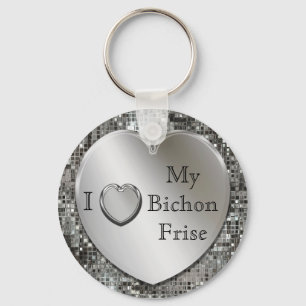 Porte-clés I coeur mon porte - clé argenté de coeur de Bichon