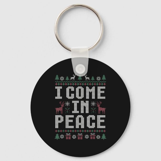 Porte-clés I Come In Peace Couple Matching Ugly Christmas Swe (Recto)