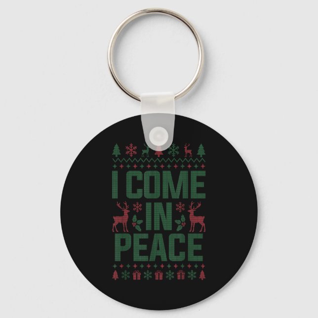 Porte-clés I Come In Peace Couple Matching Ugly Christmas Swe (Recto)