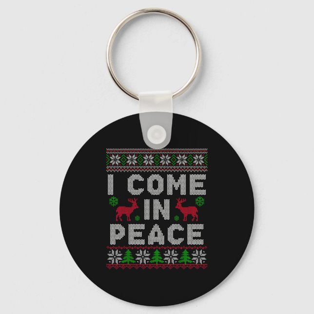 Porte-clés I Come In Peace Couple Matching Ugly Christmas Swe (Recto)