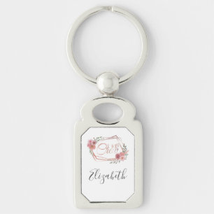 Porte-clés I Do Crew Rose Floral Fleurs Roses Vert feuillage 
