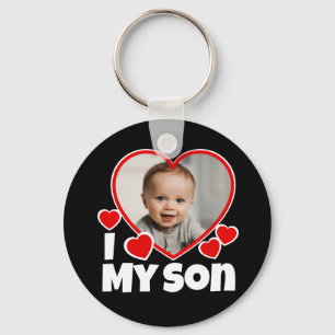 Porte-clés I Heart My Son Personalized Photo Round