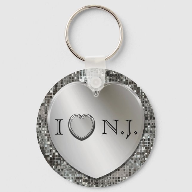 Porte-clés I Heart N.J. Silver Heart Keychain (Recto)