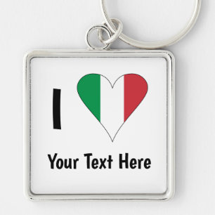 Porte-clés I (Italian Flag Heart Love) Your Text