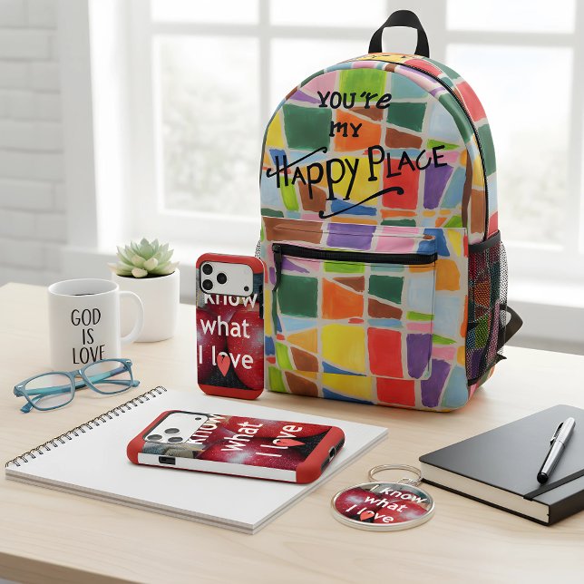 Porte-clés "I Know What I Love" - Design à thème Apple (Streamline your "Sacred Rhythm" with the ultimate coordinated set. From your phone to your backpack,)