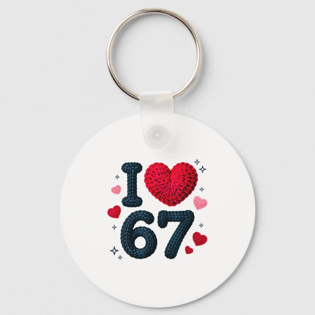 Porte-clés I Love 67 Cute Cozy 67 Knitted Yarn Pattern 67 Mem (Recto)