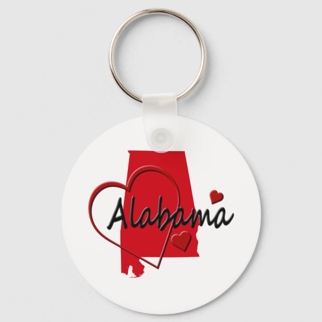 Porte-clés I Love Alabama Hearts Map (Recto)