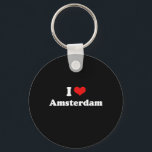 Porte-clés I Love Amsterdam Tshirt blanc Tshirt<br><div class="desc">Qu'aimez-vous ? Customisez votre propre chemise Love avec un T-shirt "I Love" ou "I Heart T"</div>