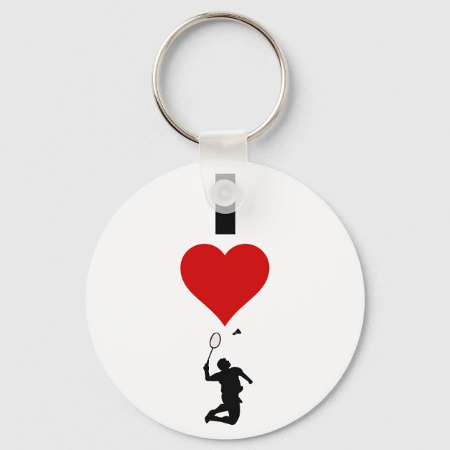 Porte-clés I Love Badminton (Vertical) (Recto)