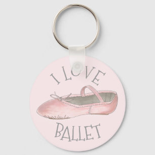 Porte-clés I Love Ballet Ballerina Pink Slipper Dance Teacher