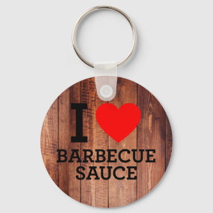 Porte-clés I Love Barbecue Sauce Bois Panneaux