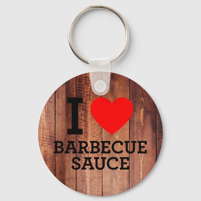 Porte-clés I Love Barbecue Sauce Bois Panneaux (Recto)