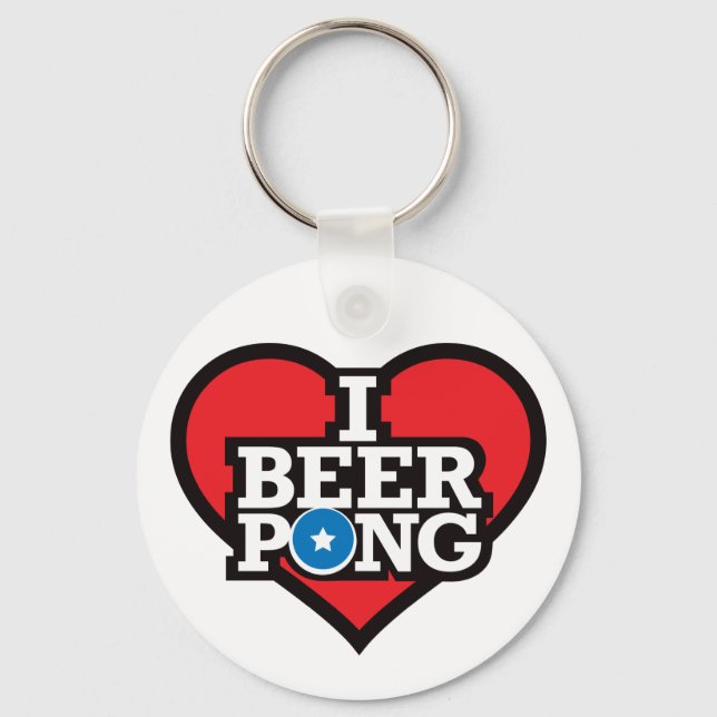 Porte-clés I Love Beer Pong - Rouge (Recto)