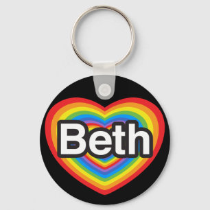Porte-clés I love Beth. I love you Beth. Heart