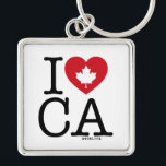 Porte-clés I Love CA | I Love Canada Porte - clé personnalisé<br><div class="desc">Faites savoir à tout le monde combien vous aimez le Canada avec ce porte - clé "I Love CA" personnalisable avec typographie rétro et accent de coeur de feuille d'érable. La meilleure façon de montrer votre fierté et votre amour pour le Canada. Personnalisez en ajoutant votre nom. D'autres pays, États,...</div>