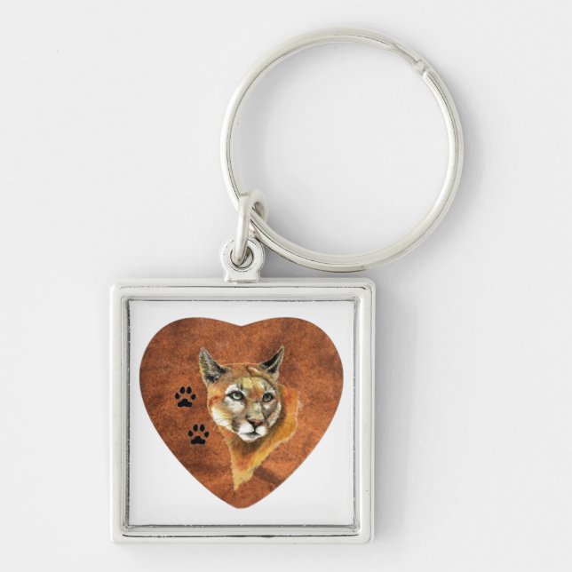 Porte-clés I Love, Coeur, Cougar Animal, Nature, Faune (Devant)