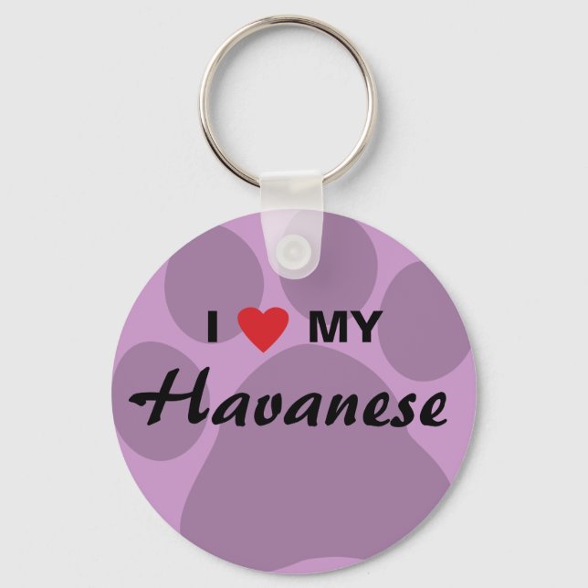 Porte-clés I Love (Coeur) My Havanese Pawprint (Recto)