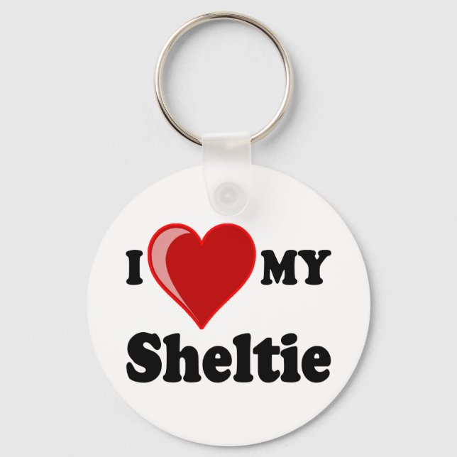 Porte-clés I Love (Coeur) My Sheltie Dog (Recto)