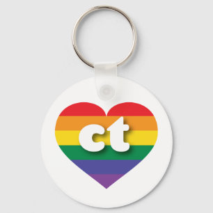 Porte-clés I Love Connecticut Rainbow Heart