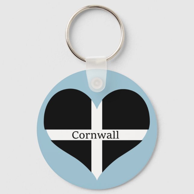 Porte-clés I Love Cornwall St Piran Drapeau Design Coeur (Recto)