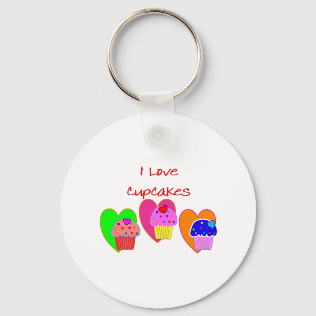 Porte-clés "I Love Cupcakes"—Cadeaux amoureux de Cupcake (Recto)