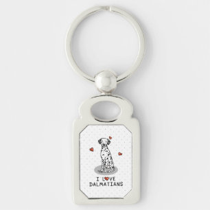 Porte-clés I Love Dalmatians (noir 1) Coeurs mignons