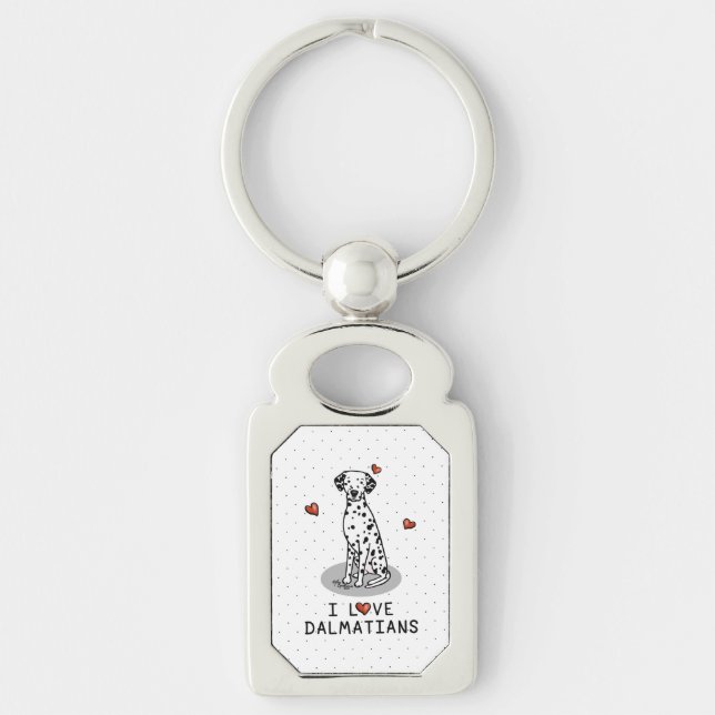 Porte-clés I Love Dalmatians (noir 1) Coeurs mignons (Devant)