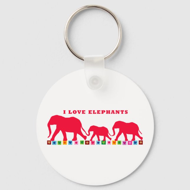 Porte-clés I Love Elephants (Rouge) (Recto)